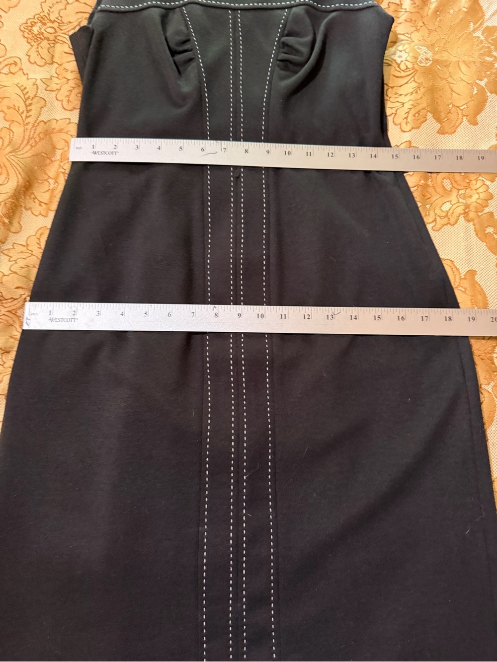 Signature by Sangia Black Cap-Sleeve Sheath Dress, Contrast White Stitching Sz 8 - Picture 12 of 12